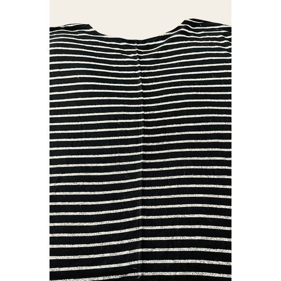 J.JILL WEAREVER 3/4 RAGLAN SLV PULL-OVER BLOUSE, WOMENS, MP, BLACK GREY STRIPES - Picture 6 of 12